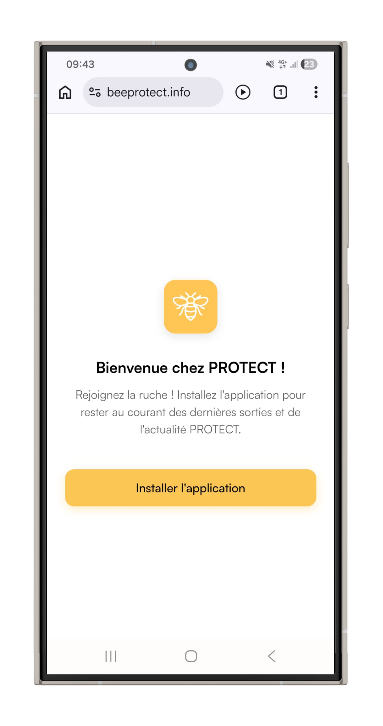 Capture d’écran, étape 1, bouton Installer l’application sur Android