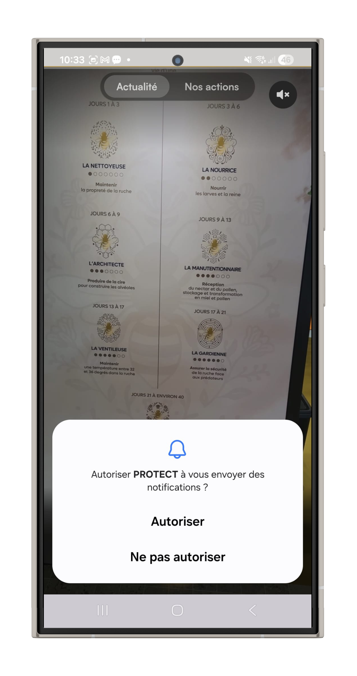 Capture d’écran, étape 4, autorisation des notifications sur Android