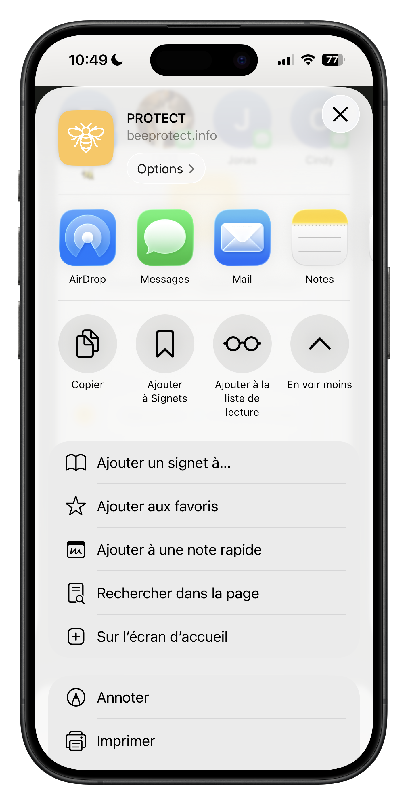 Capture d’écran, étape 2, installation de l’app Protect sur iPhone